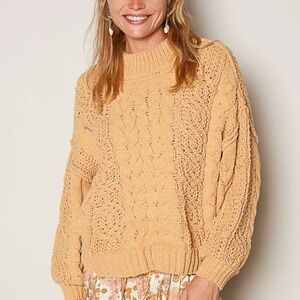 POL Cozy Cable Knit Sweater- yellow
